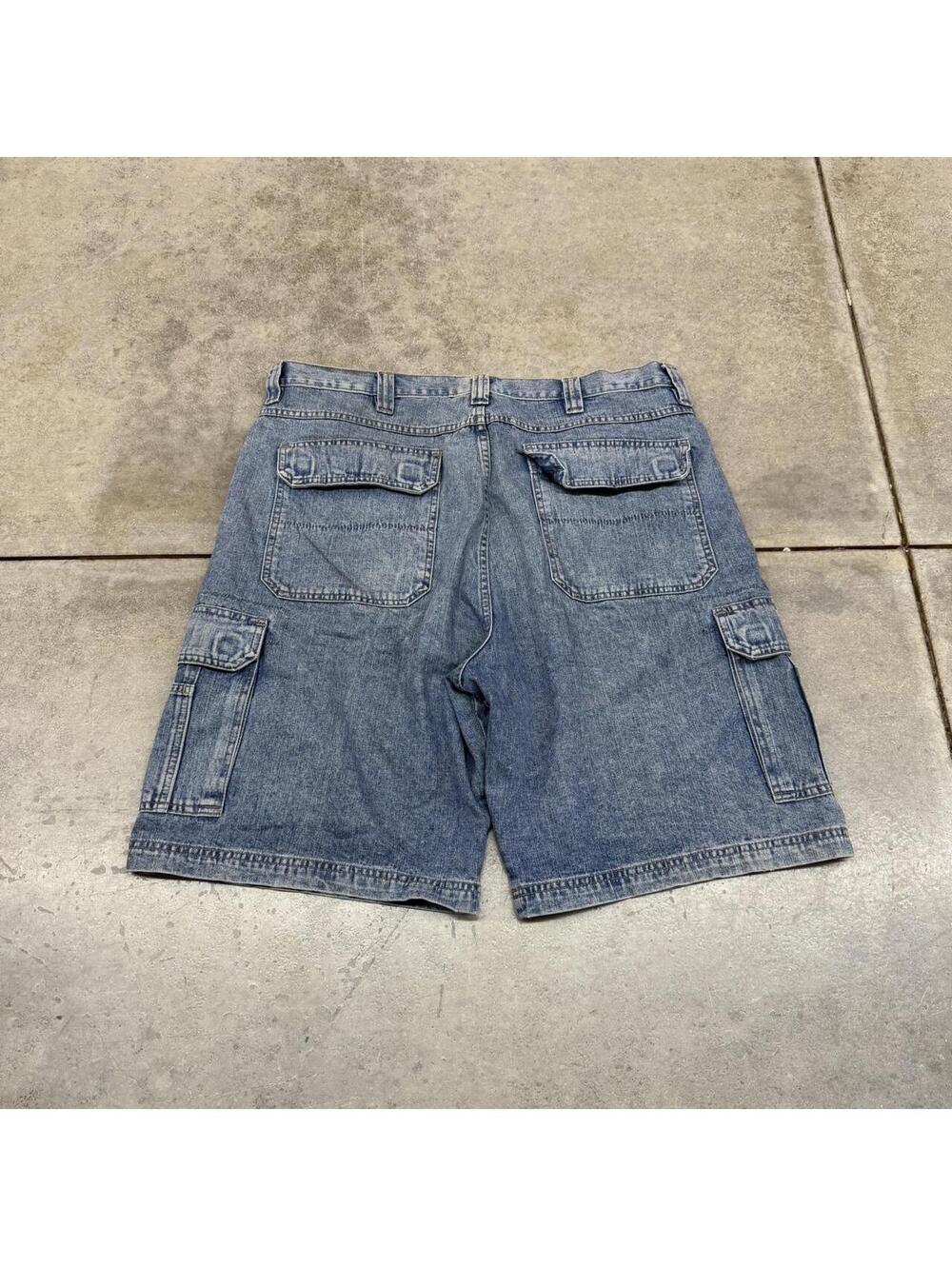 vintage wrangler relaxed baggy fit faded blue jean shorts jorts size 38